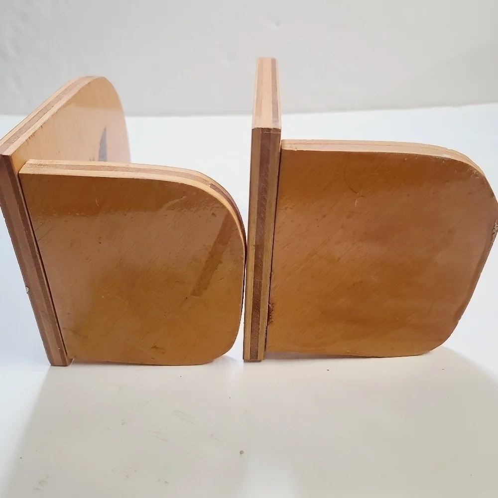 Vintage Hand Painted Eagle Americana Wood Bookends